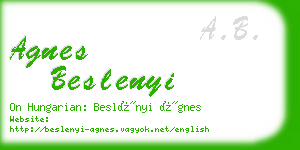 agnes beslenyi business card